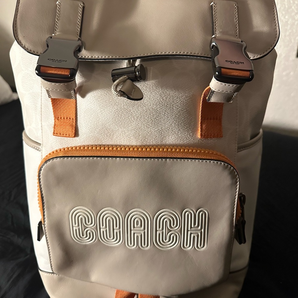 Coach Men's Gray and Orange Backpack - Picture 6 of 10